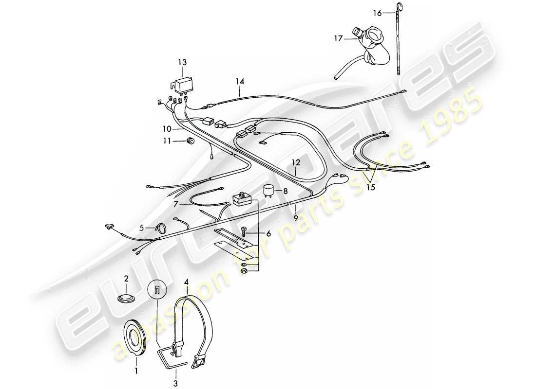porsche 1971 (911) air conditioner - electrical components - accessories - not for: - (usa) part diagram