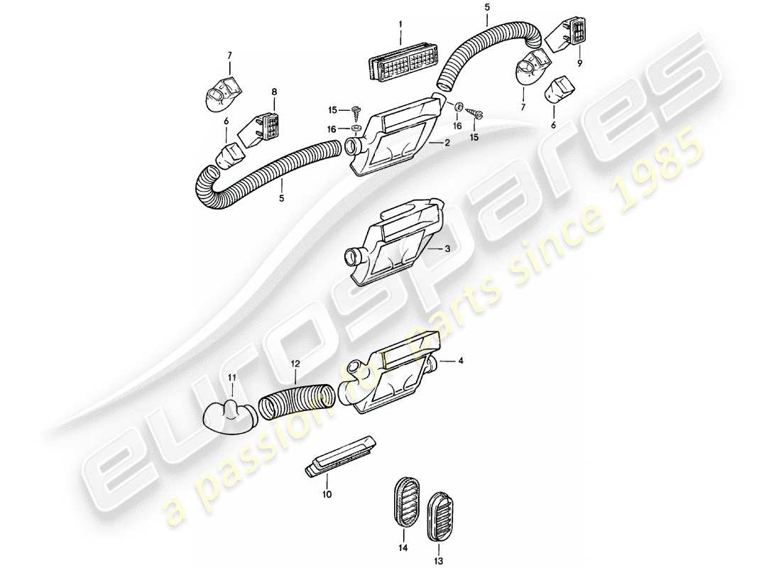 porsche 1982 (924) trim - air vent - air hose - f 92-cn402 198>> - f 93-cn100 306>> part diagram