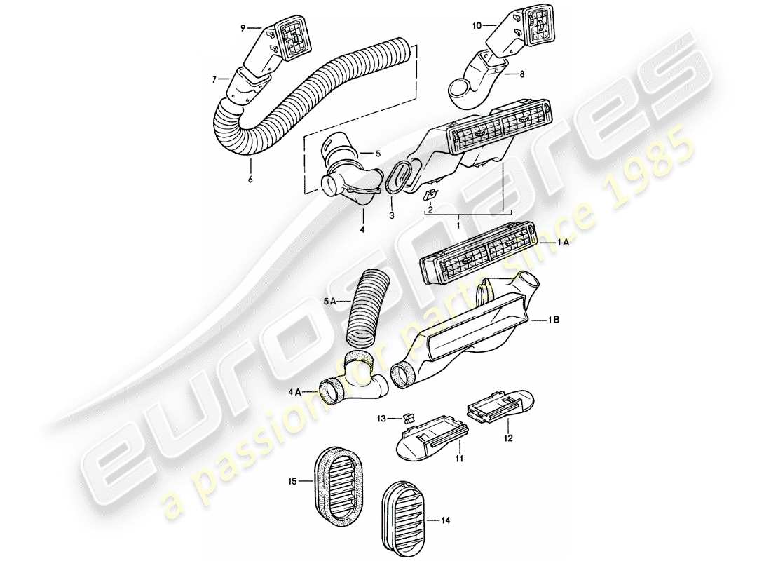 porsche 1982 (924) air vent - air hose - f >> 92-cn402 197 - f >> 93-cn100 305 - f >> 93-bn700 450 part diagram