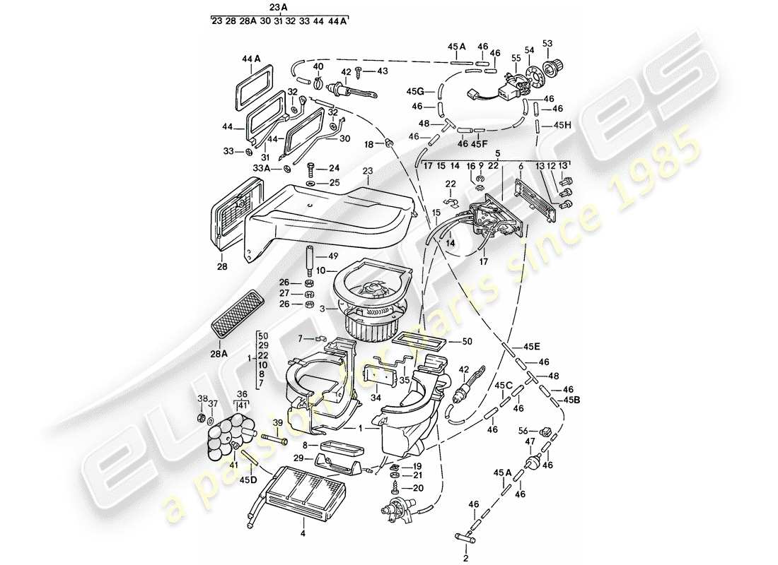 porsche 1979 (924) heater part diagram