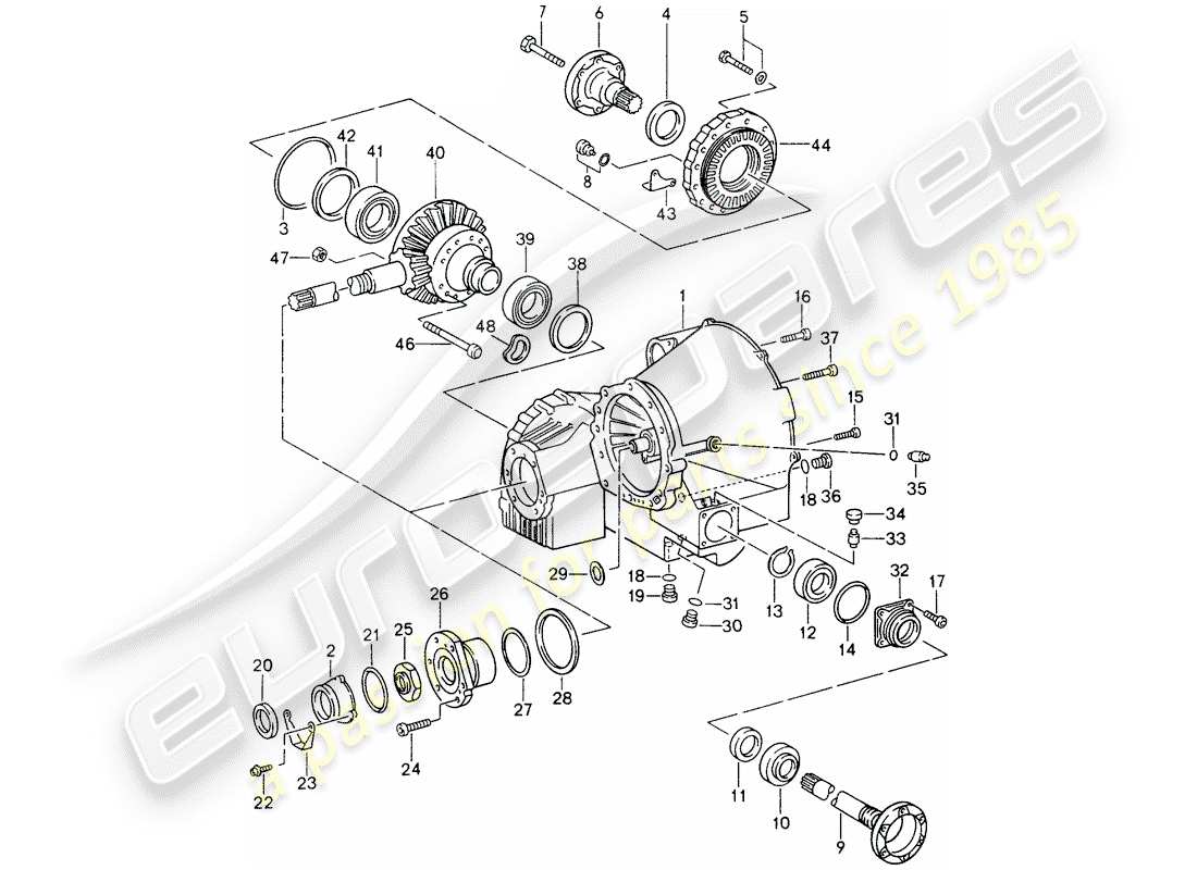 porsche 1995 (993) tiptronic - differential - differential case part diagram