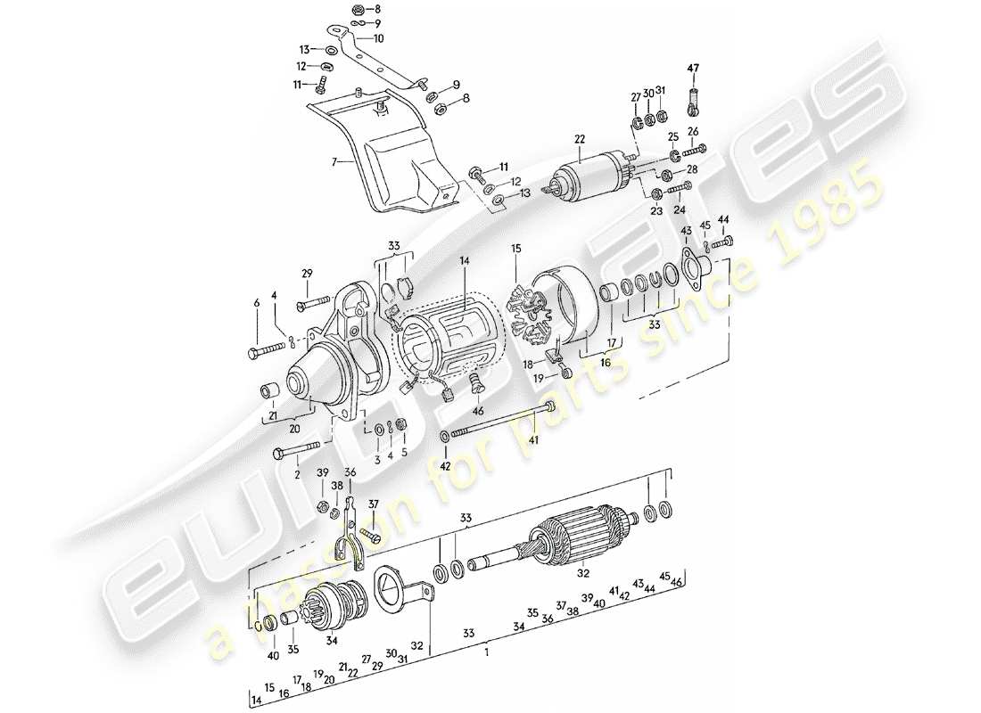 porsche 1982 (924) starter part diagram