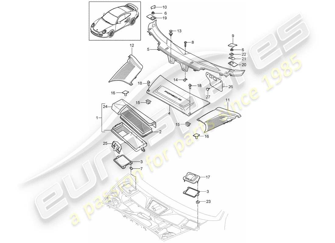 porsche 2013 (997-2 turbo / gt2 rs) particulate filter part diagram