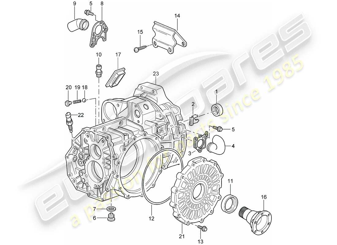 porsche 2007 (997-1 turbo / gt2) transmission case parts diagram