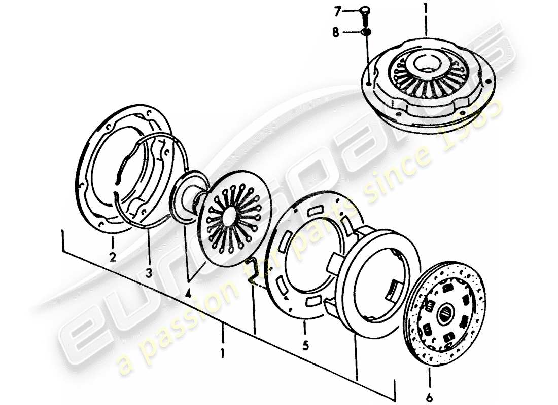 porsche 1950 (356/356a) clutch - g 25 001 >> parts diagram