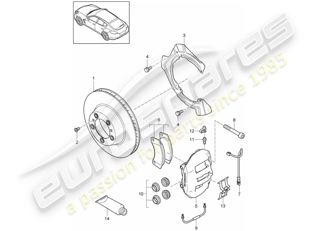 porsche 2014 (panamera 970) disc brakes part diagram