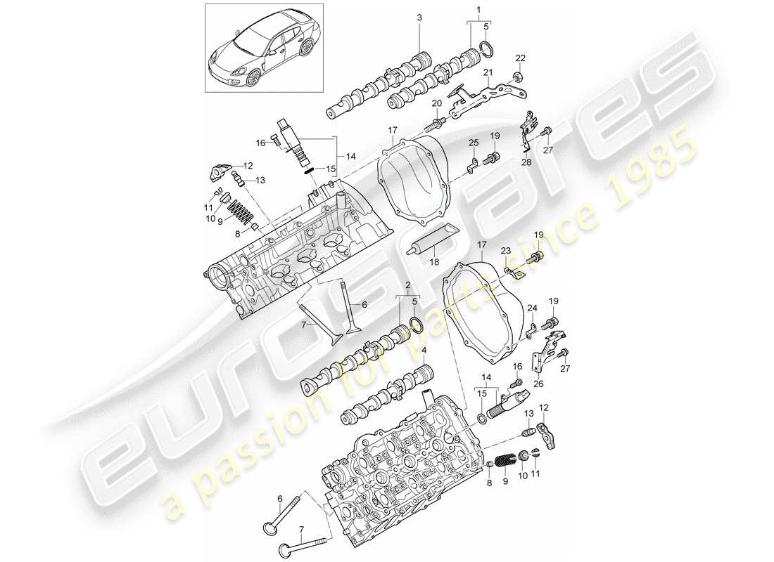porsche 2014 (panamera 970) camshaft, valves part diagram