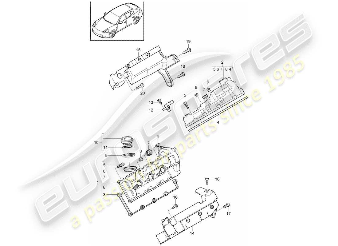 porsche 2014 (panamera 970) valve cover part diagram