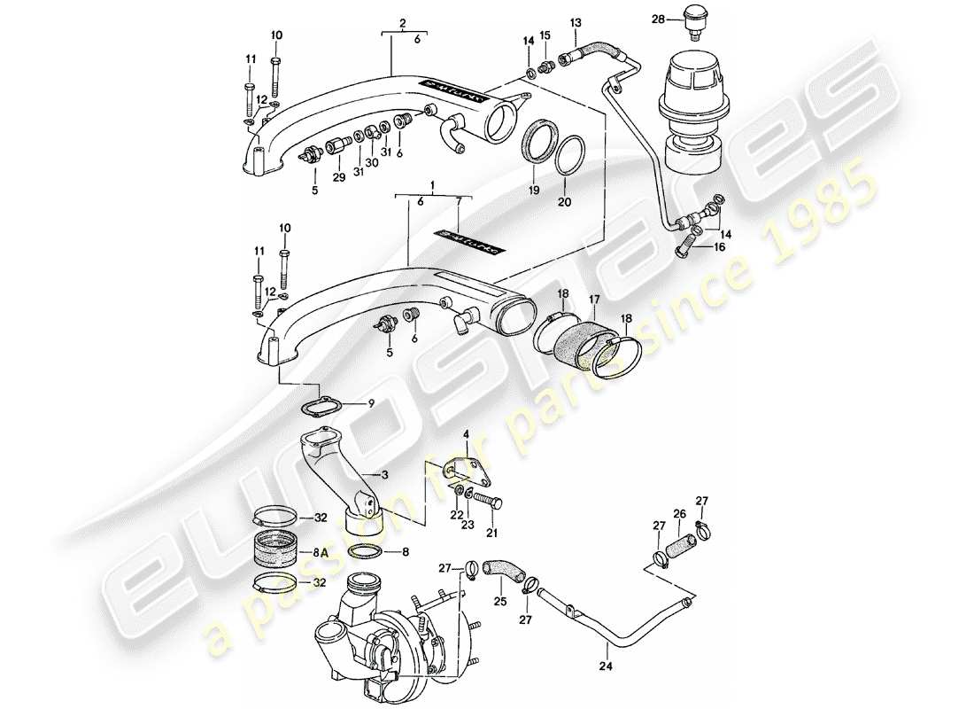 porsche 1981 (924) turbocharging part diagram