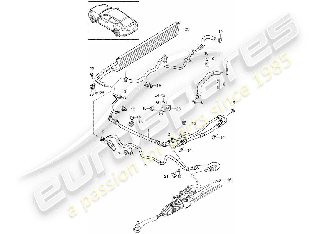 porsche panamera 970 (2014) power steering parts diagram