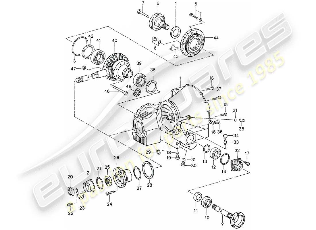 porsche 1990 (964) tiptronic - differential - differential case part diagram