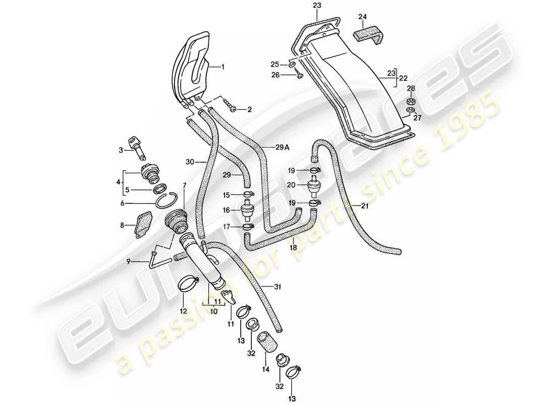 porsche 1986 (924s) fuel tank - 2 part diagram