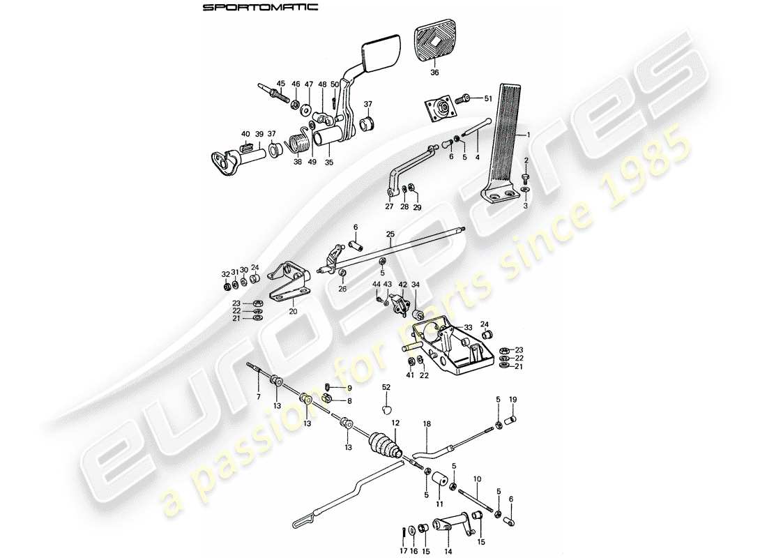 porsche 1976 (911) pedals part diagram