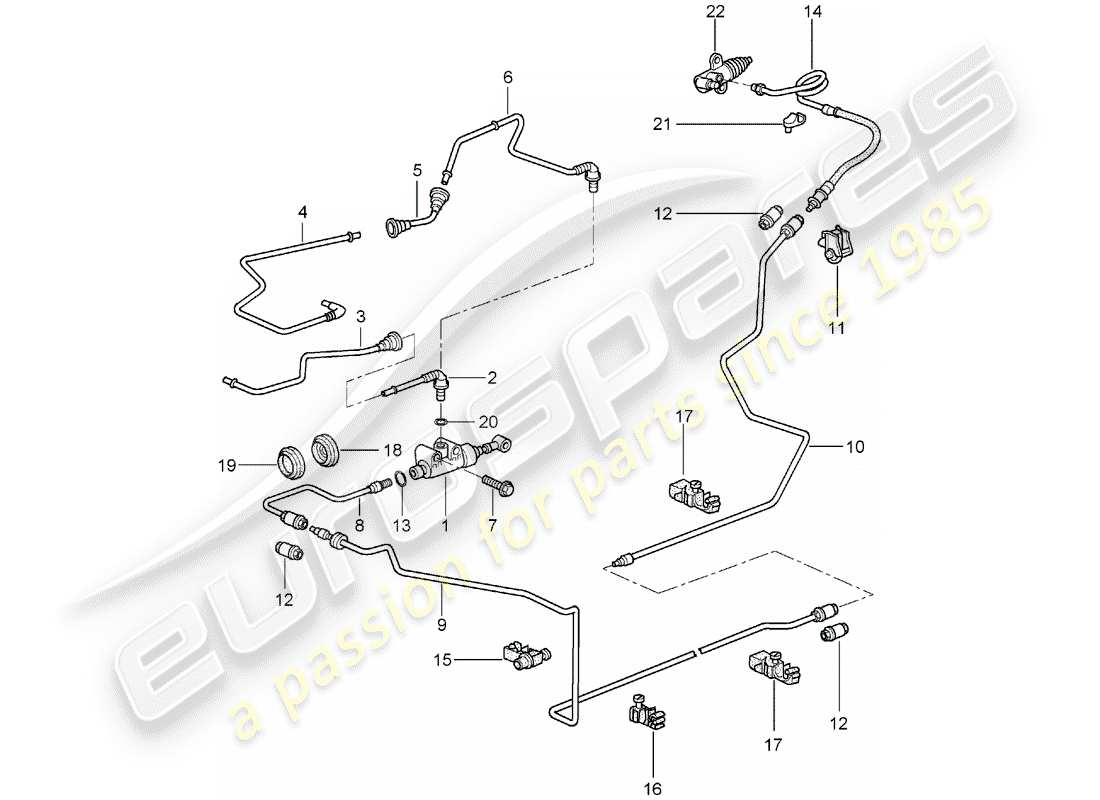 porsche 2007 (997-1) hydraulic clutch part diagram