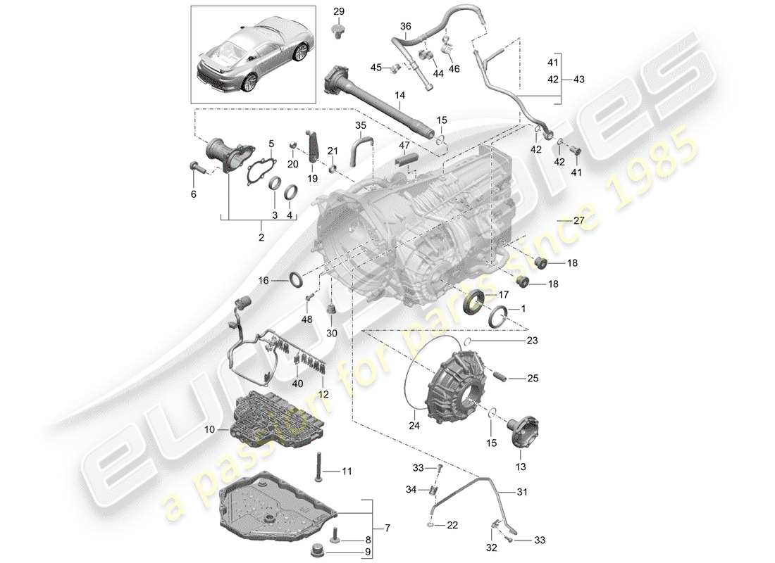 porsche 2016 (991-1 r/gt3/rs) - pdk - part diagram