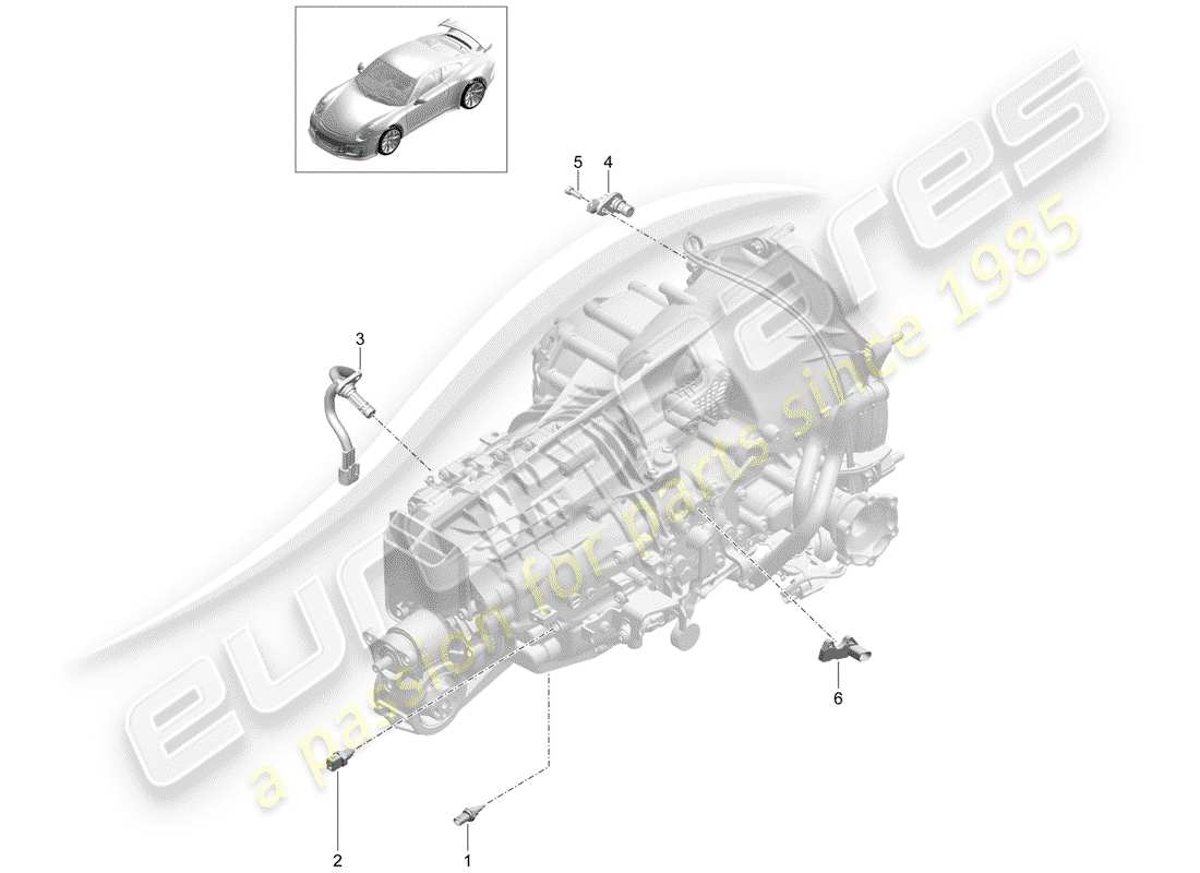 porsche 2016 (991-1 r/gt3/rs) manual gearbox part diagram