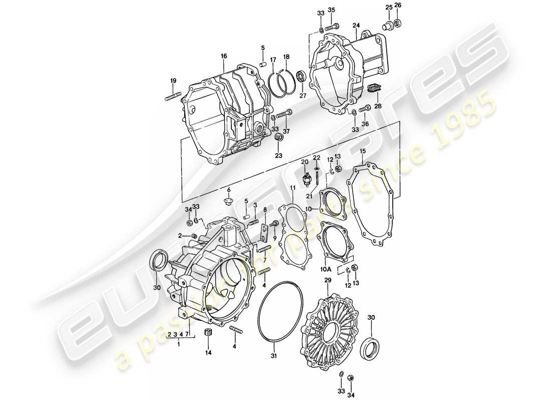 porsche 1978 (924) replacement transmission - transmission case - 5-speed part diagram
