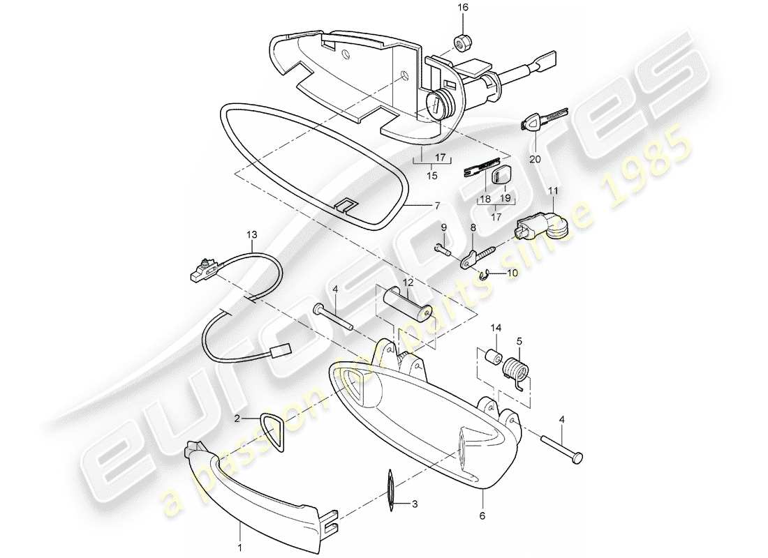 porsche 2007 (997-1) door handle part diagram