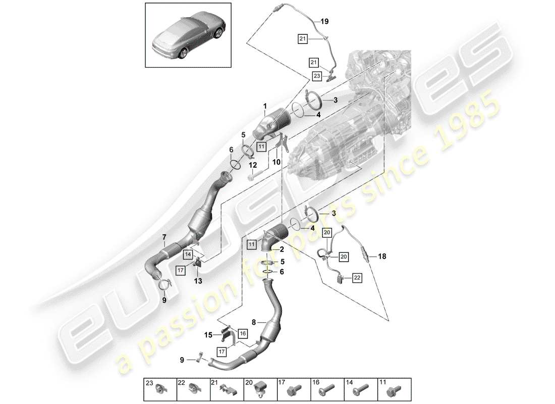 porsche 2020 (panamera 971-1) exhaust system part diagram