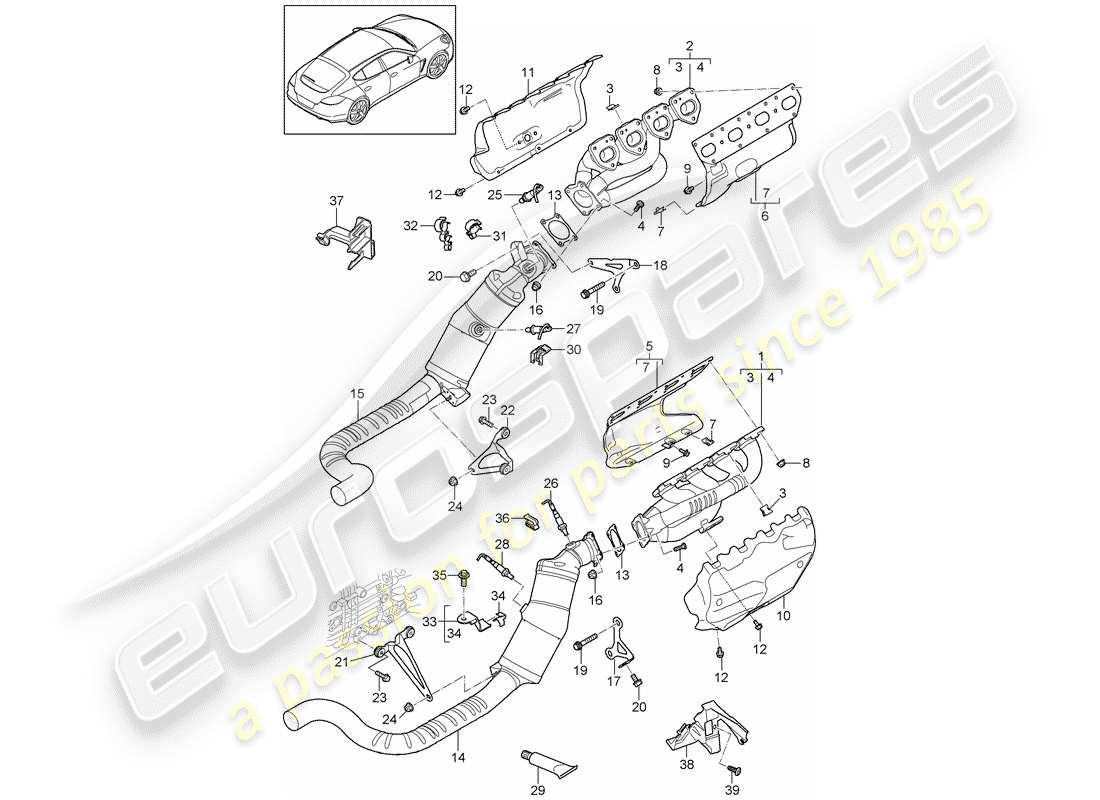 porsche panamera 970 (2016) exhaust system part diagram