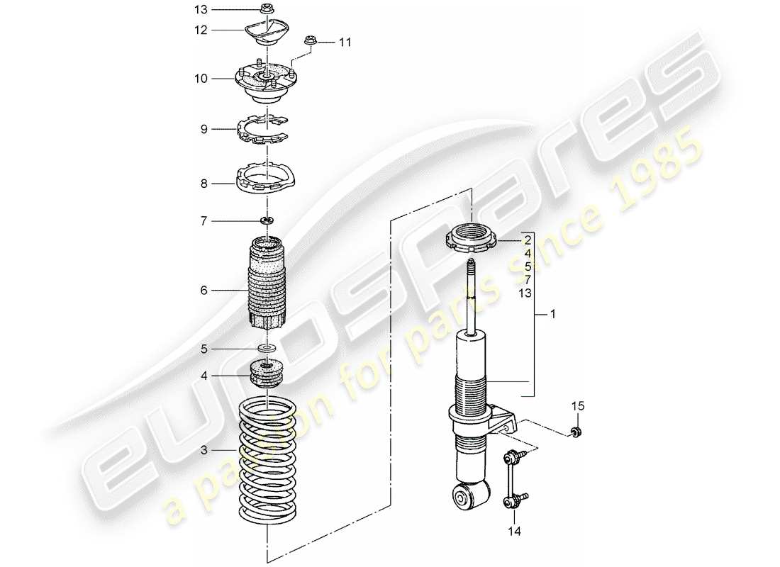 porsche 993 (1997) shock absorber - coil spring - connecting link - new design - see technical information - group 4 - nr. 145/15 - nr. 7/16 - modification - accessories - attention part diagram