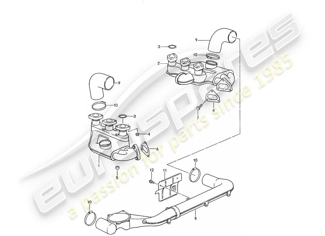porsche 993 (1997) exhaust system - heater core - see technical information - group 2 - nr. 2/ 98 part diagram