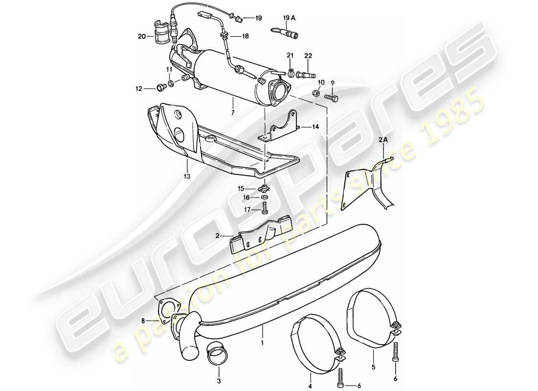 porsche 1985 (911) exhaust system part diagram