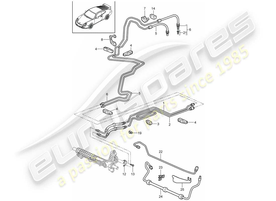 porsche 2011 (997-2 gt3) power steering part diagram