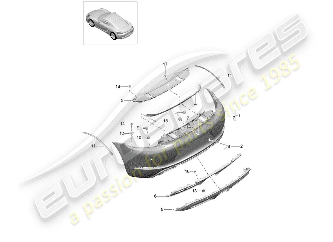 porsche 2017 (718 cayman) bumper part diagram