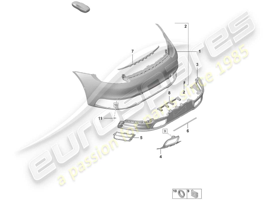 porsche 992 (2019) bumper parts diagram