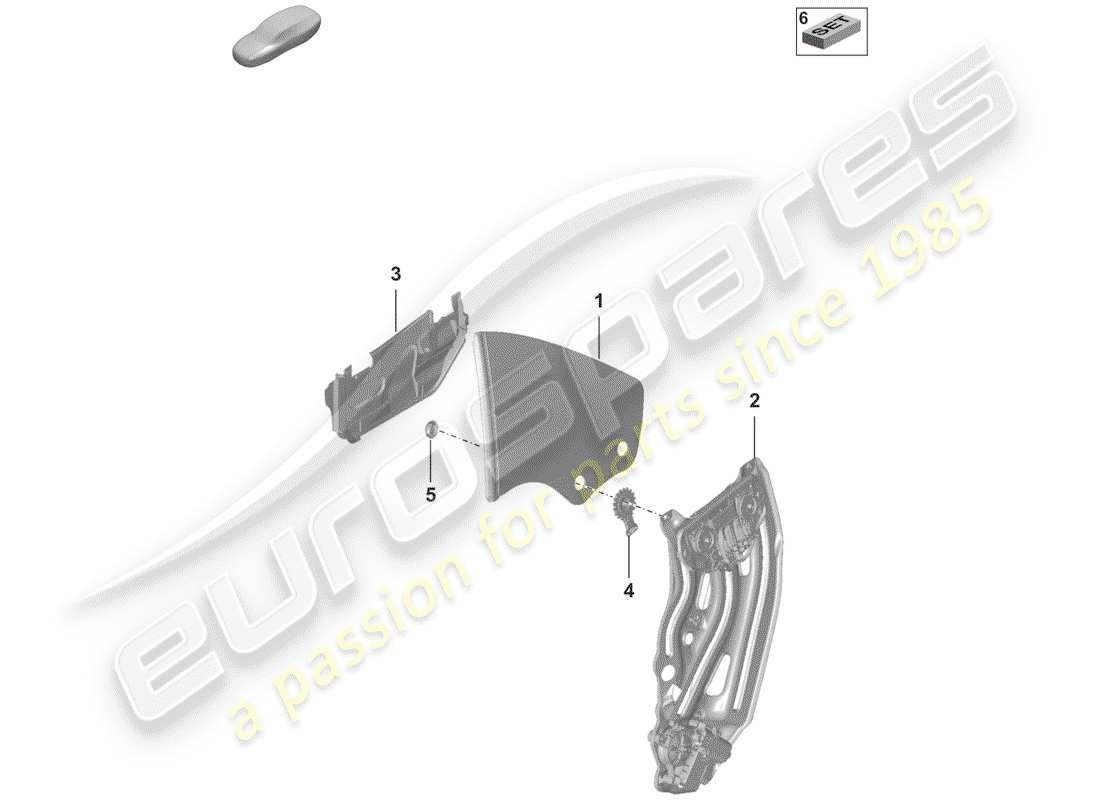 porsche 2019 (992-1) side window part diagram