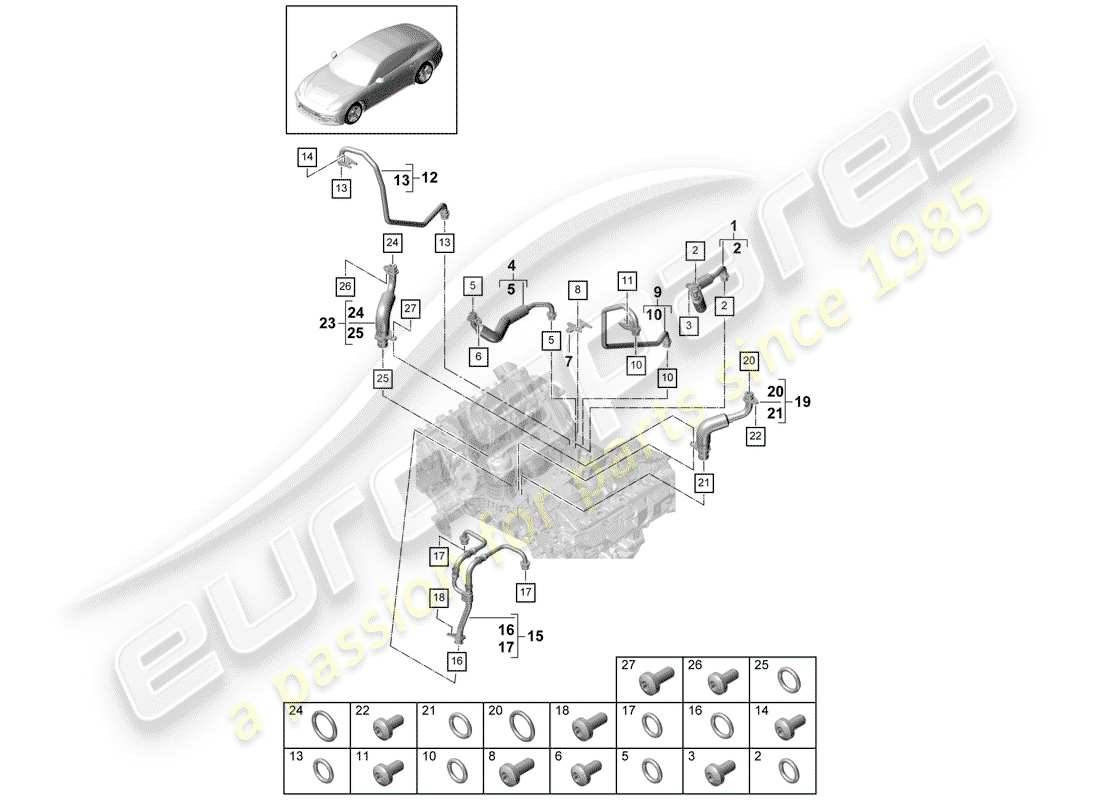 porsche 2017 (panamera 971-1) water cooling for part diagram