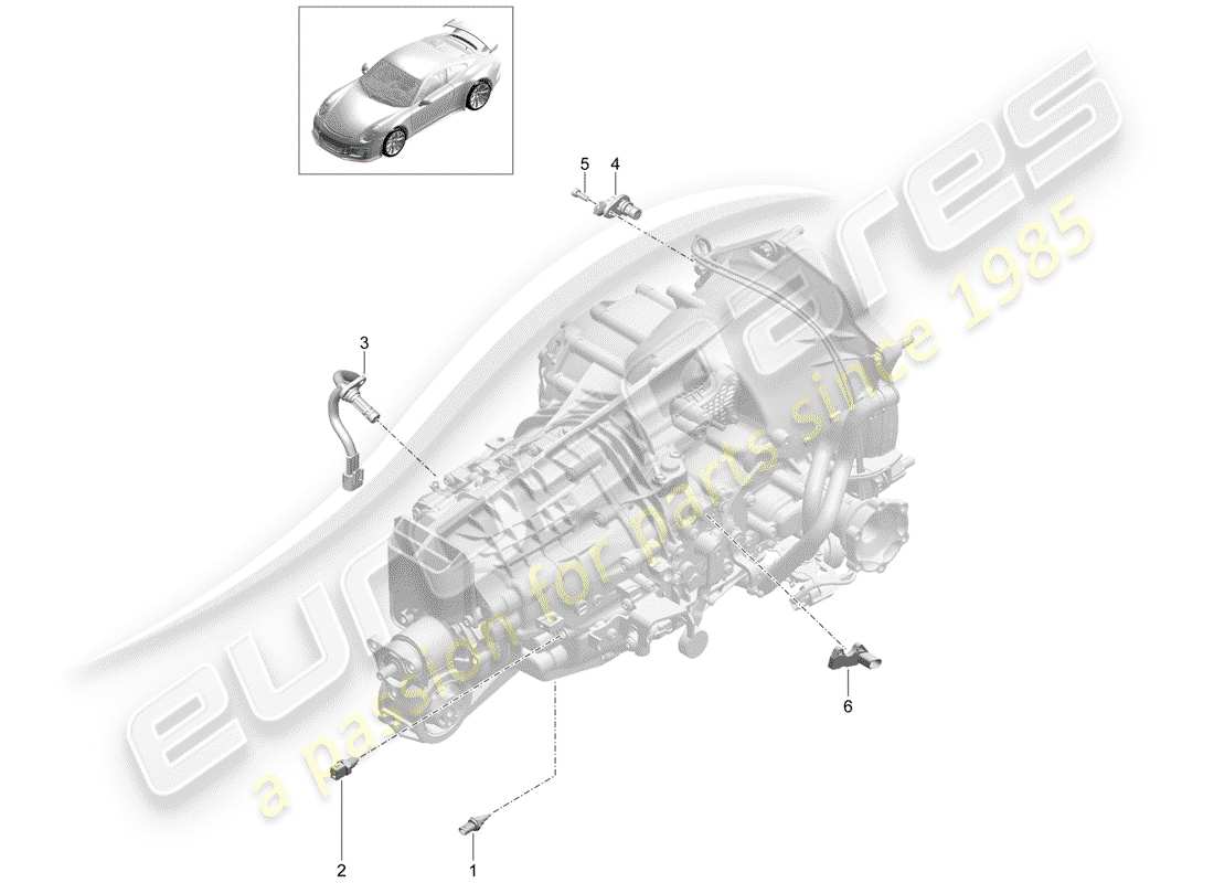 porsche 991r/gt3/rs (2018) manual gearbox part diagram
