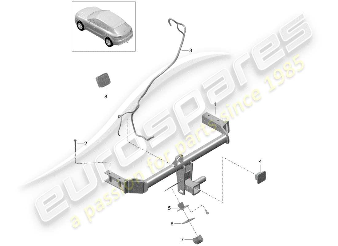 porsche 2014 (macan) tow hitch part diagram