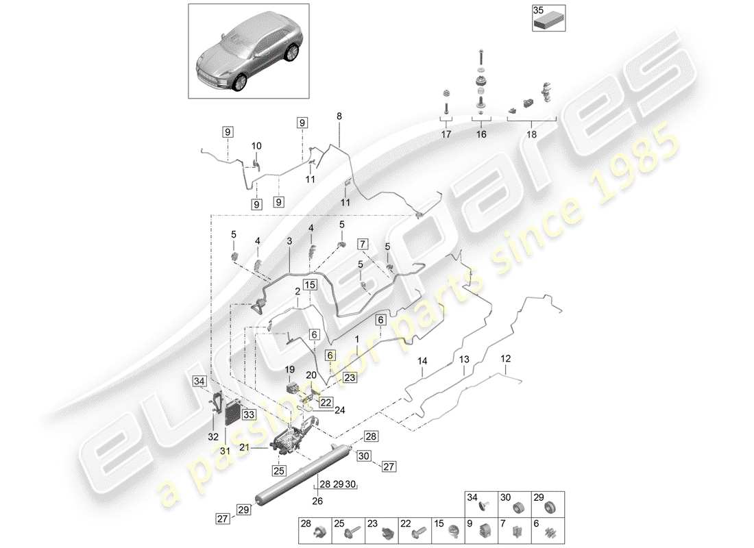 porsche 2019 (macan) self levelling system part diagram