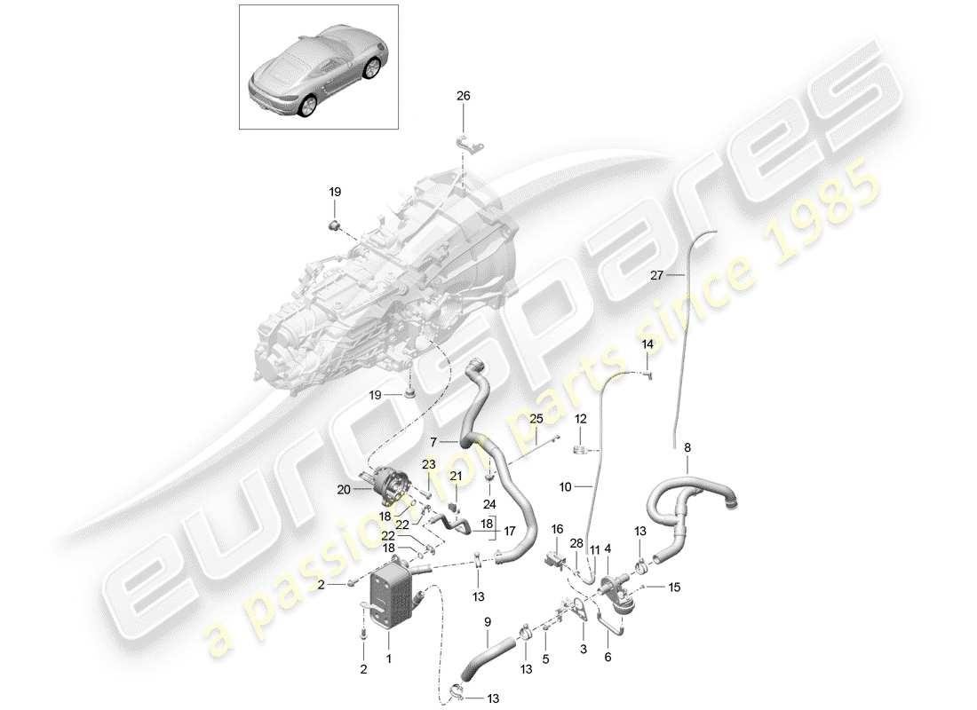 porsche 718 cayman (2018) manual gearbox parts diagram