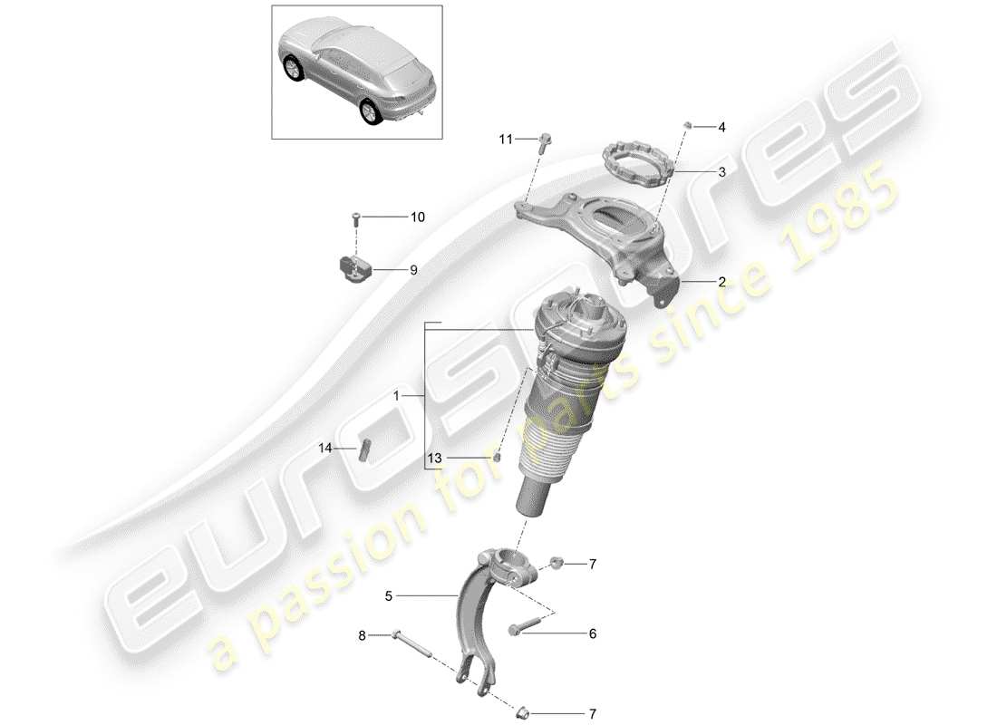 porsche 2014 (macan) air spring part diagram