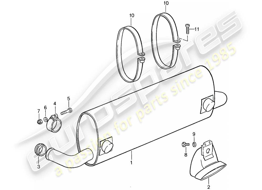 porsche 1988 (959) silencer parts diagram