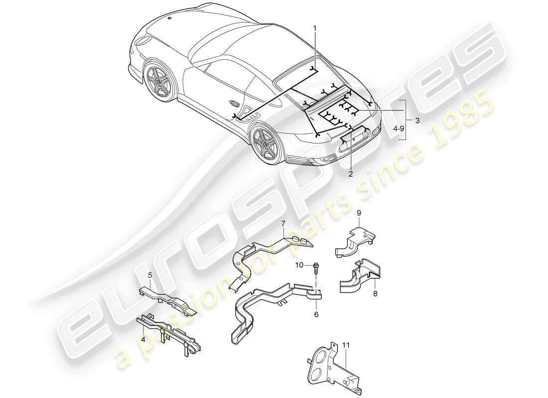 porsche 2007 (997-1 turbo / gt2) wiring harnesses parts diagram