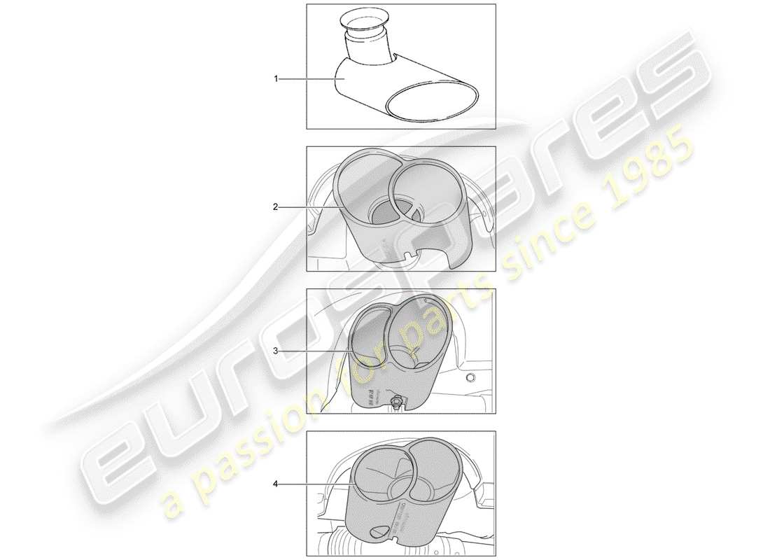porsche 2000 (tequipment) tailpipe part diagram