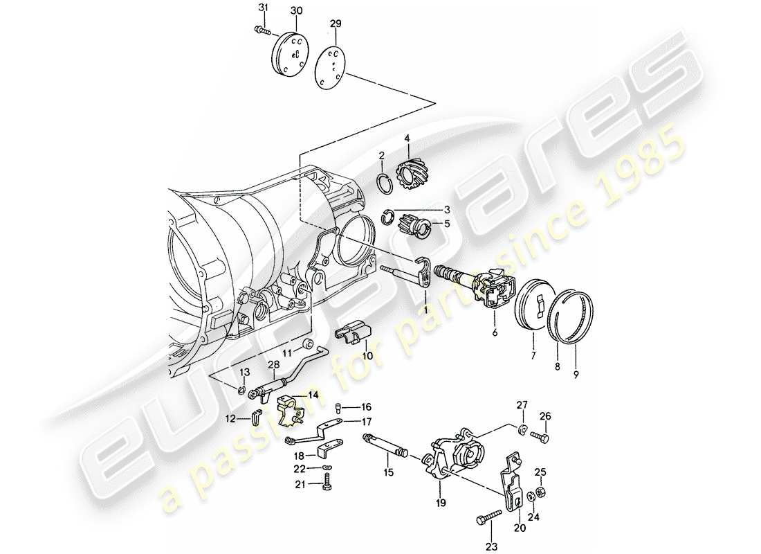 porsche 1995 (928) automatic transmission - transmission case - installation parts part diagram