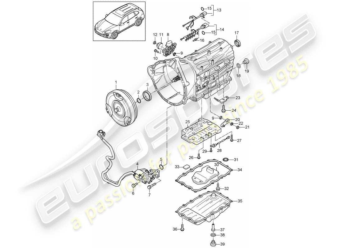 porsche 2018 (cayenne e2 92a) 8-speed automatic gearbox part diagram