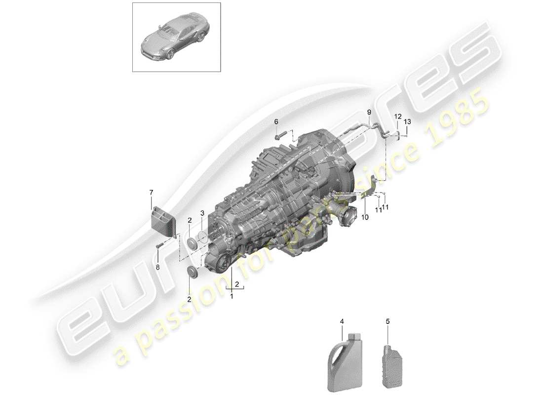 porsche 991 turbo (2020) - pdk - part diagram