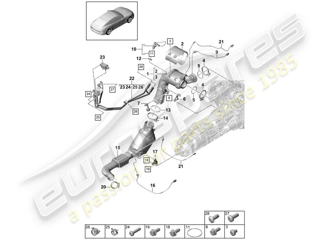 porsche 2017 (panamera 971-1) exhaust system part diagram