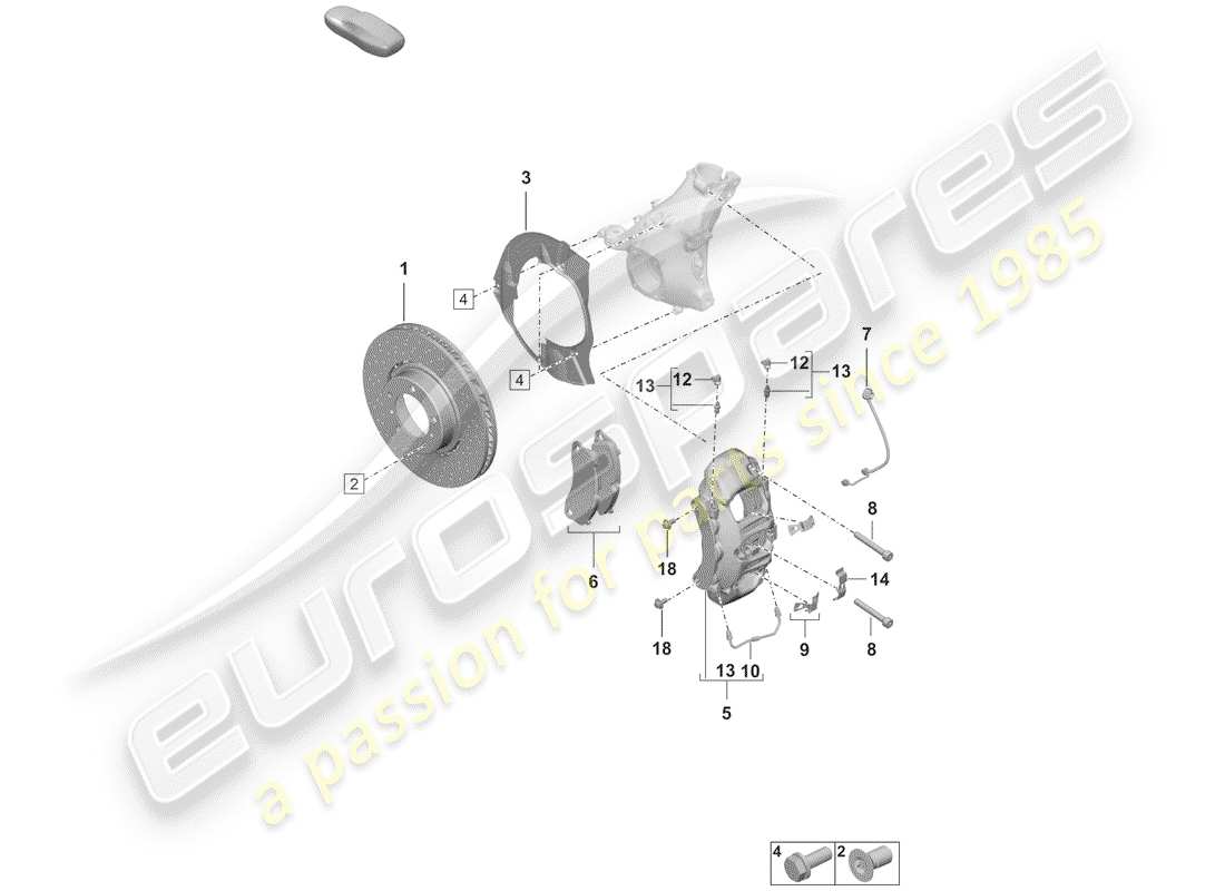 porsche 2019 (992-1) disc brakes part diagram