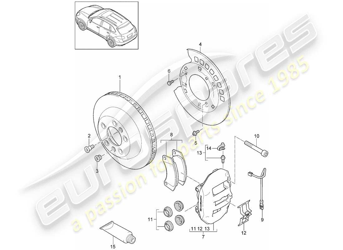 porsche cayenne e2 (2013) disc brakes part diagram