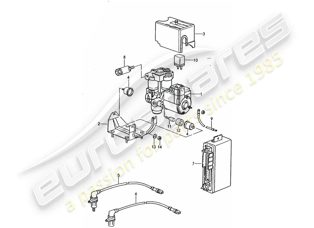 porsche 1986 (944) hydraulic unit - -abs- part diagram