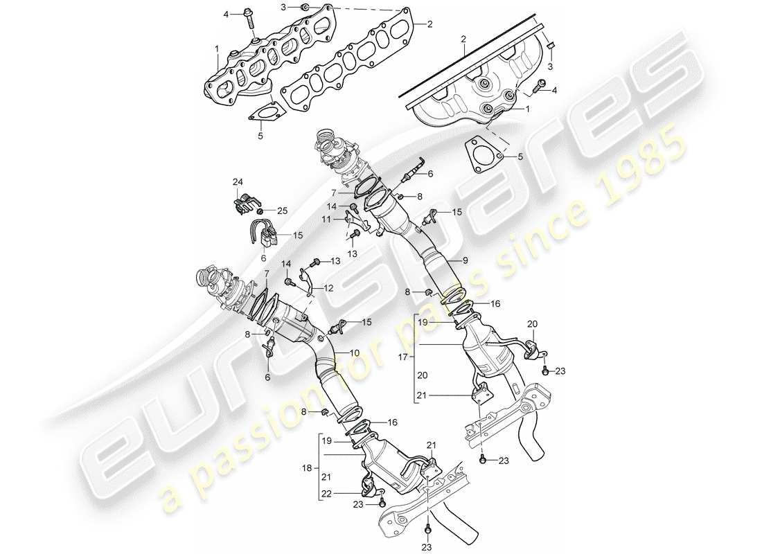 porsche 2005 (cayenne e1 9pa) exhaust system part diagram