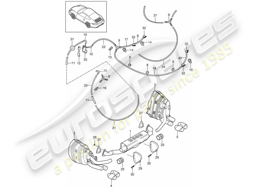porsche 2011 (997-2) exhaust system part diagram