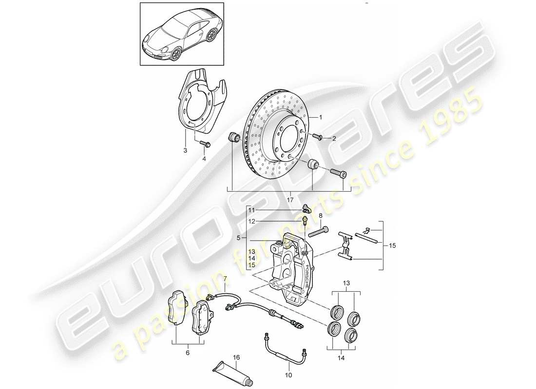 porsche 997 gen. 2 (2009) disc brakes part diagram